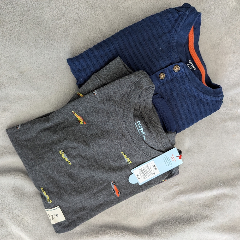 Blue and Gray Car Print Shirts
